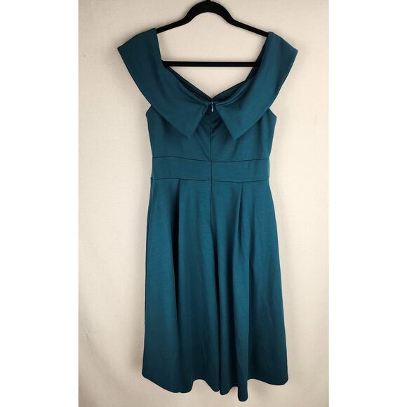 Jasambac Dress Womens L Turquoise Off Shoulder high-Low Cocktail party Holiday - Picture 3 of 10